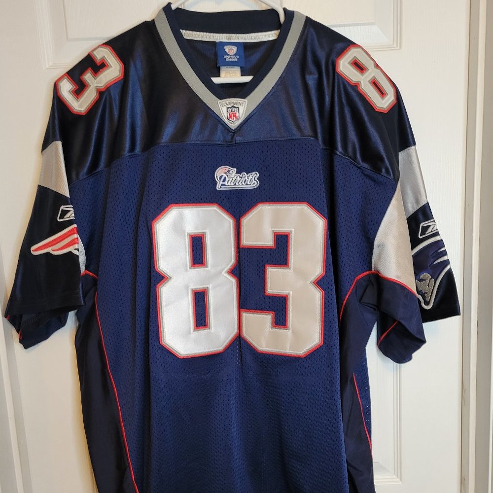 NEW Wes Welker New England Patriots Reebok Blue OnField Sewn Jersey Sz 56